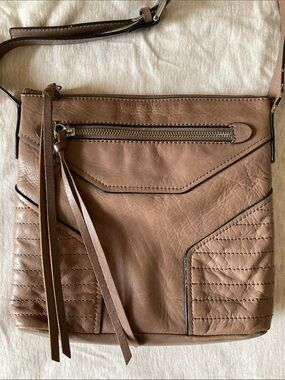 Joe's Jeans Tan Leather Crossbody with Tassel Zip Pocket